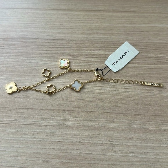 Tahari Gold and White Chain-Link Bracelet - Picture 5 of 5